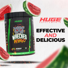 Huge Supplements Wrecked Inferno orange-pineapple flavor ready for sustained energy
