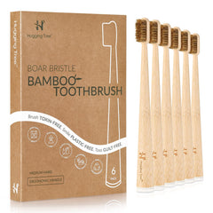 Front view of Hugging Tree bamboo toothbrush 6-pack