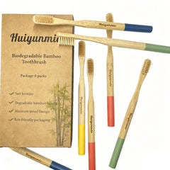 Eight-pack bamboo toothbrush set for family use