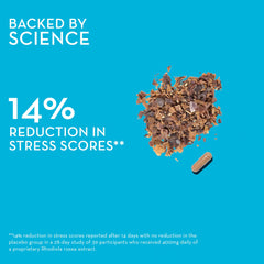 Rhodiola Rosea adaptogenic supplement bottle on counter