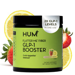 HUM Flatter Me bottle front, the fiber supplement for appetite support and gut health.