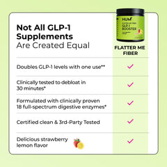 HUM Flatter Me strawberry-lemon powder highlights flavor and digestion support.