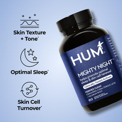 Close-up of HUM Mighty Night 60 vegan softgels