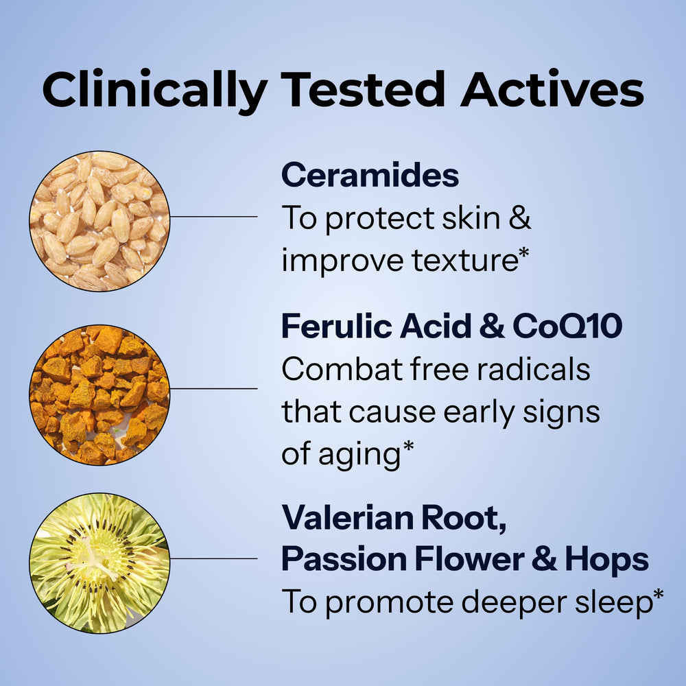 Ingredients: ceramides, ferulic acid, CoQ10 on HUM Mighty Night