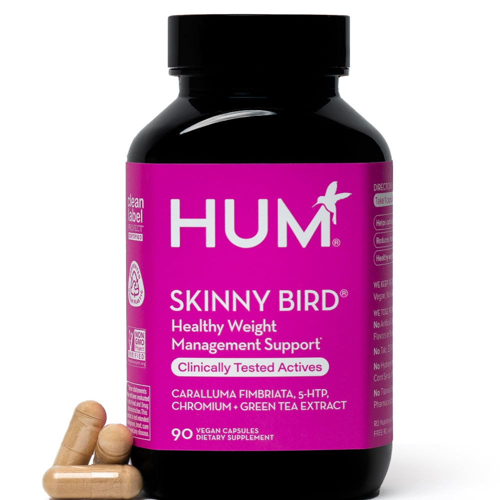 HUM Skinny Bird bottle front view for daily appetite support.