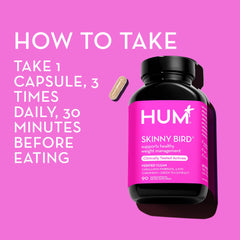 HUM Skinny Bird green tea extract capsules for natural energy support.