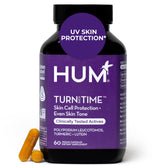 HUM Turn Back Time turmeric supplement bottle on white background