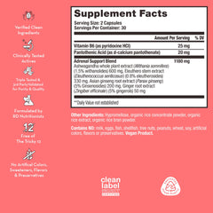 Ginger, ashwagandha, and rhodiola in the formula