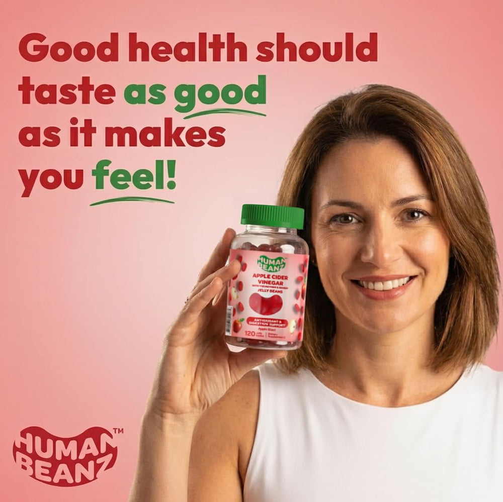 Human Beanz Apple Blast flavor closeup showcases bright, flavorful chewables.