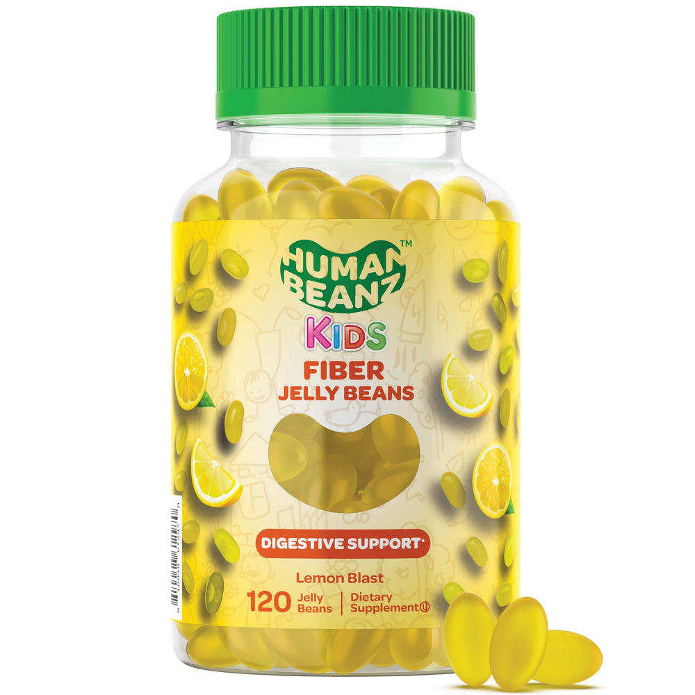 Packaging of Human Beanz Fiber Jelly Bean Gummies for Kids