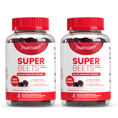 Bottle of humanN SuperBeets Heart Gummies in Pomegranate Berry flavor
