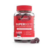 Front view of HumanN SuperBeets Heart Gummies Advanced bottle with 60-count label