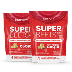 Hero image of HumanN SuperBeets Heart Chews Advanced bottle with label visible