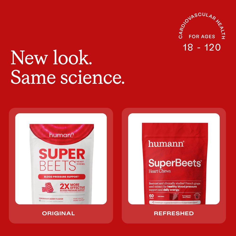 Humann SuperBeets Heart Chews individually wrapped for portable heart health on the go