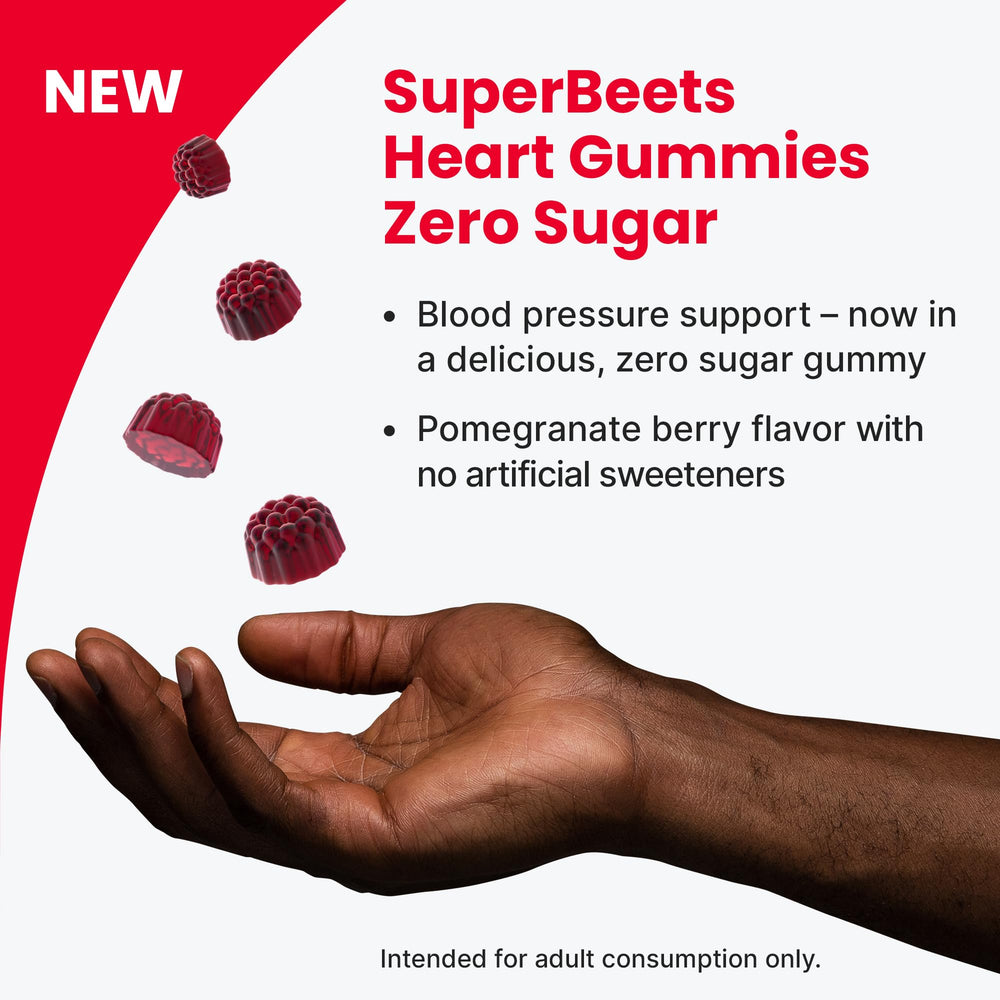 Humann humanN SuperBeets Heart Gummies texture and rich pomegranate berry color.