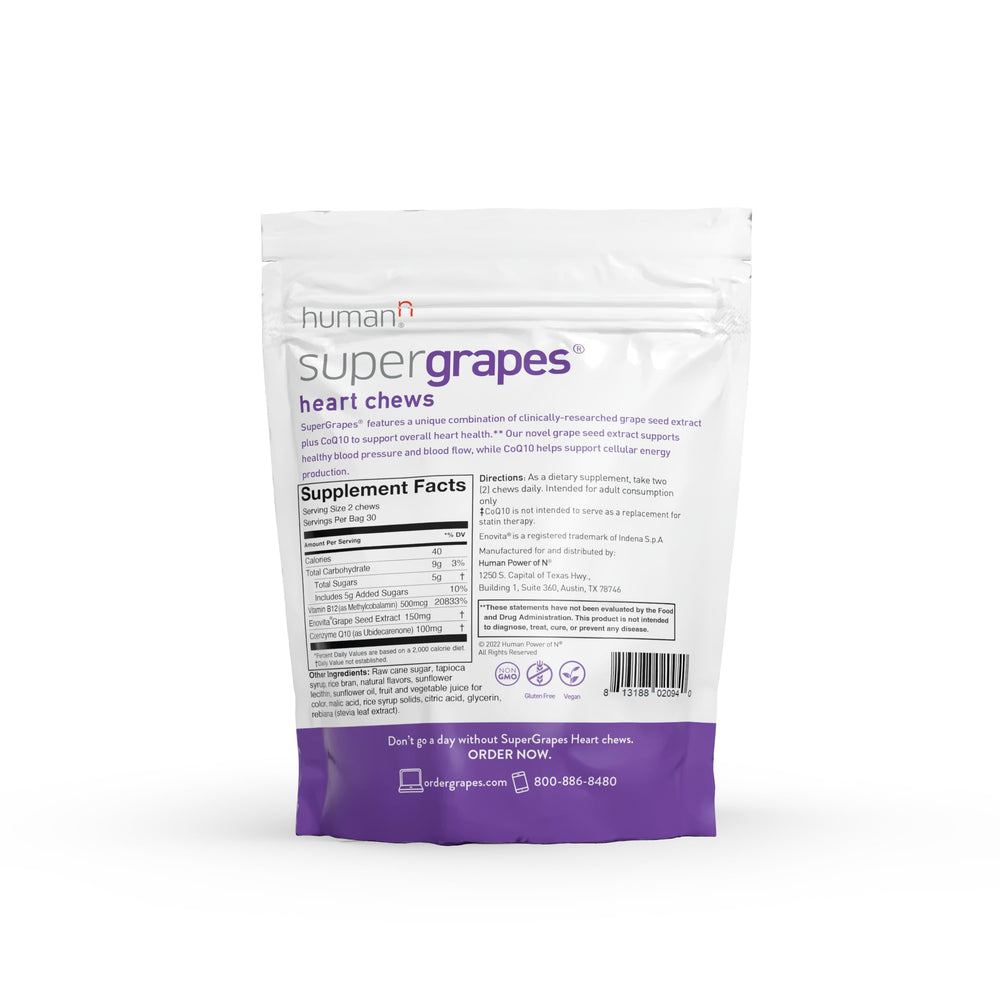 Packaging back of HumanN SuperGrapes Chews bottle