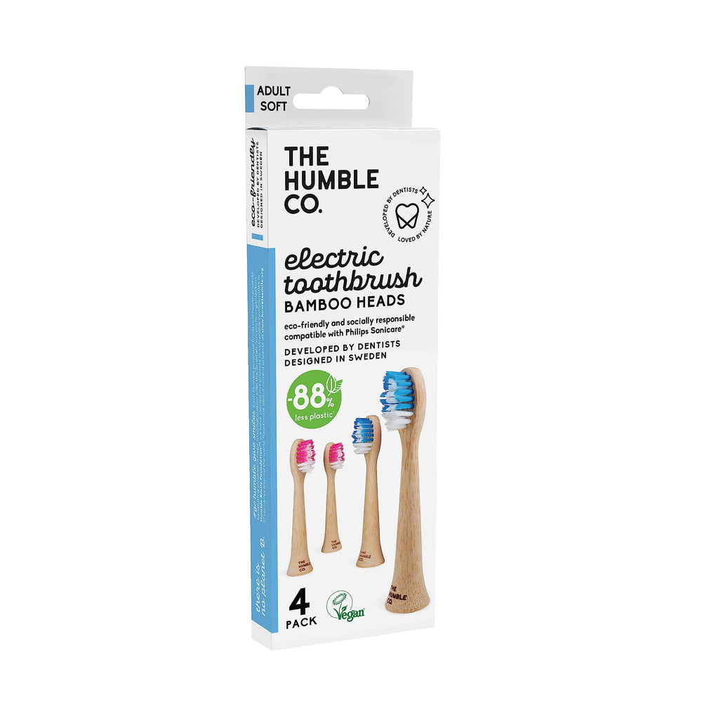Eco-friendly bamboo replacement heads on a shelf