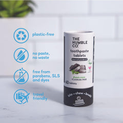 Back view of The Humble Co Charcoal Toothpaste Tablets 3pk