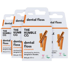Front of The Humble Co. 4-pack Cinnamon dental floss packaging