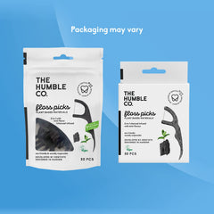 Reduced-plastic dental floss picks highlighting sustainable materials