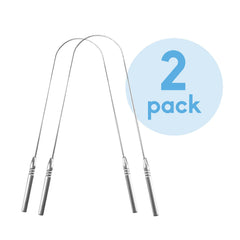 Back view of Humble Co. Tongue Scraper 2-pack in stainless steel