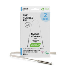 Illustration showing how to use the Humble Co. Tongue Scraper