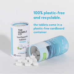 Vegan and fluoride-free toothpaste tablet label