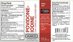 Humco 232516001 16 oz povidone iodine antiseptic bottle side view