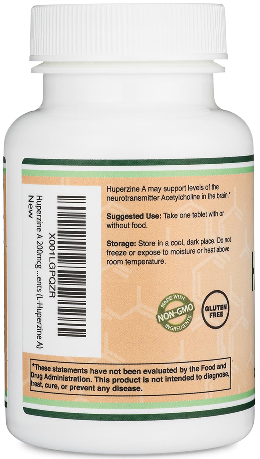 Close-up of Huperzine A 200mcg label
