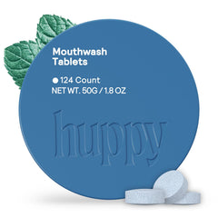 Huppy Mouthwash Tablets tin packaging with Cool Mint flavor
