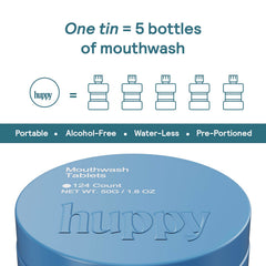 On-the-go scene with Huppy tin and glass of water
