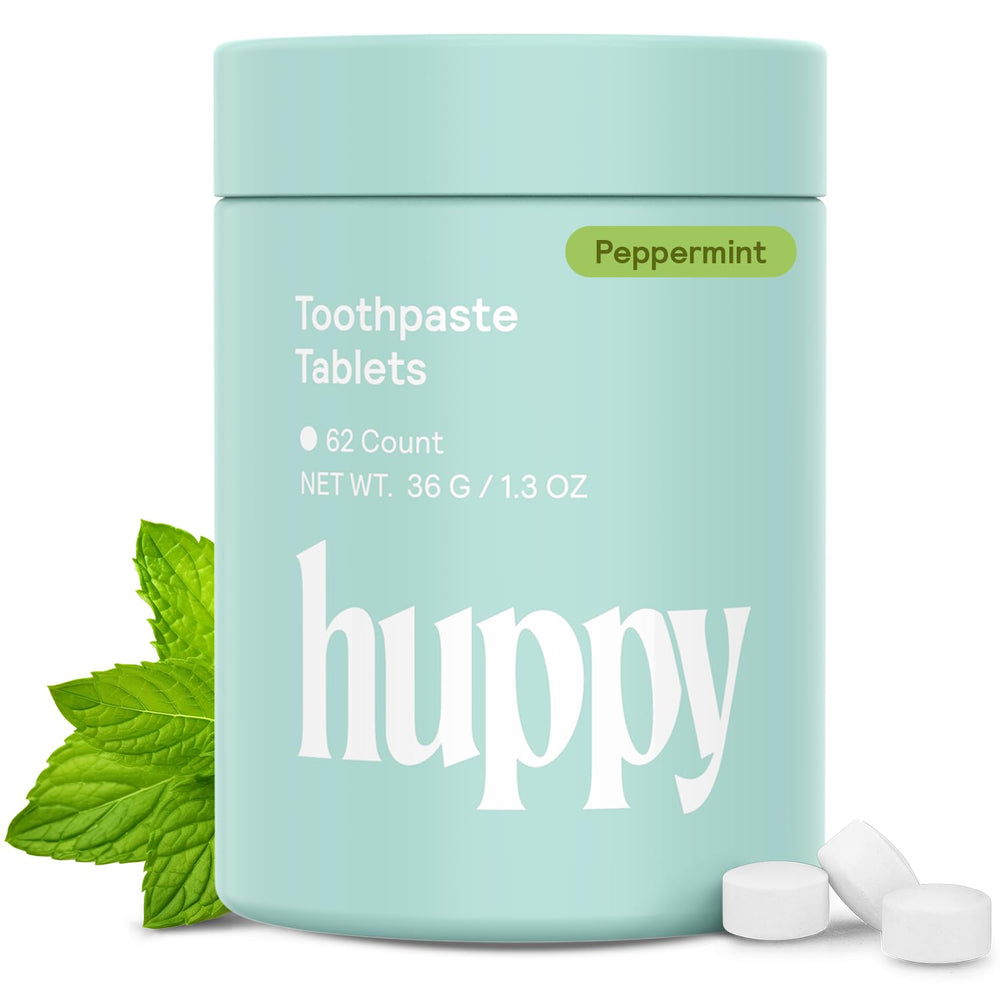 Hero shot of HUPPY toothpaste tablets