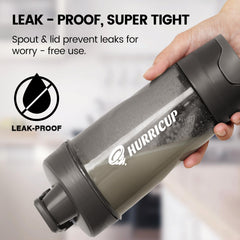 Brown Hurricup shaker bottle with lid open