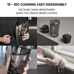 On-the-go use of brown Hurricup 22oz protein shaker bottle