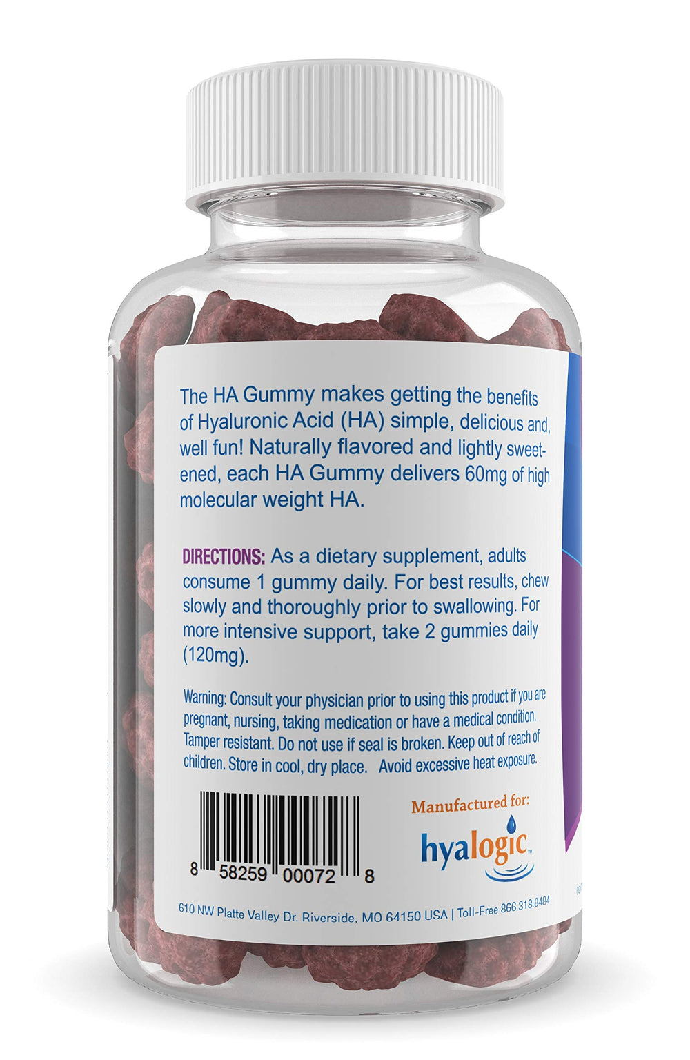 Close-up of a Hyalogic HA Gummy Mixed Berry