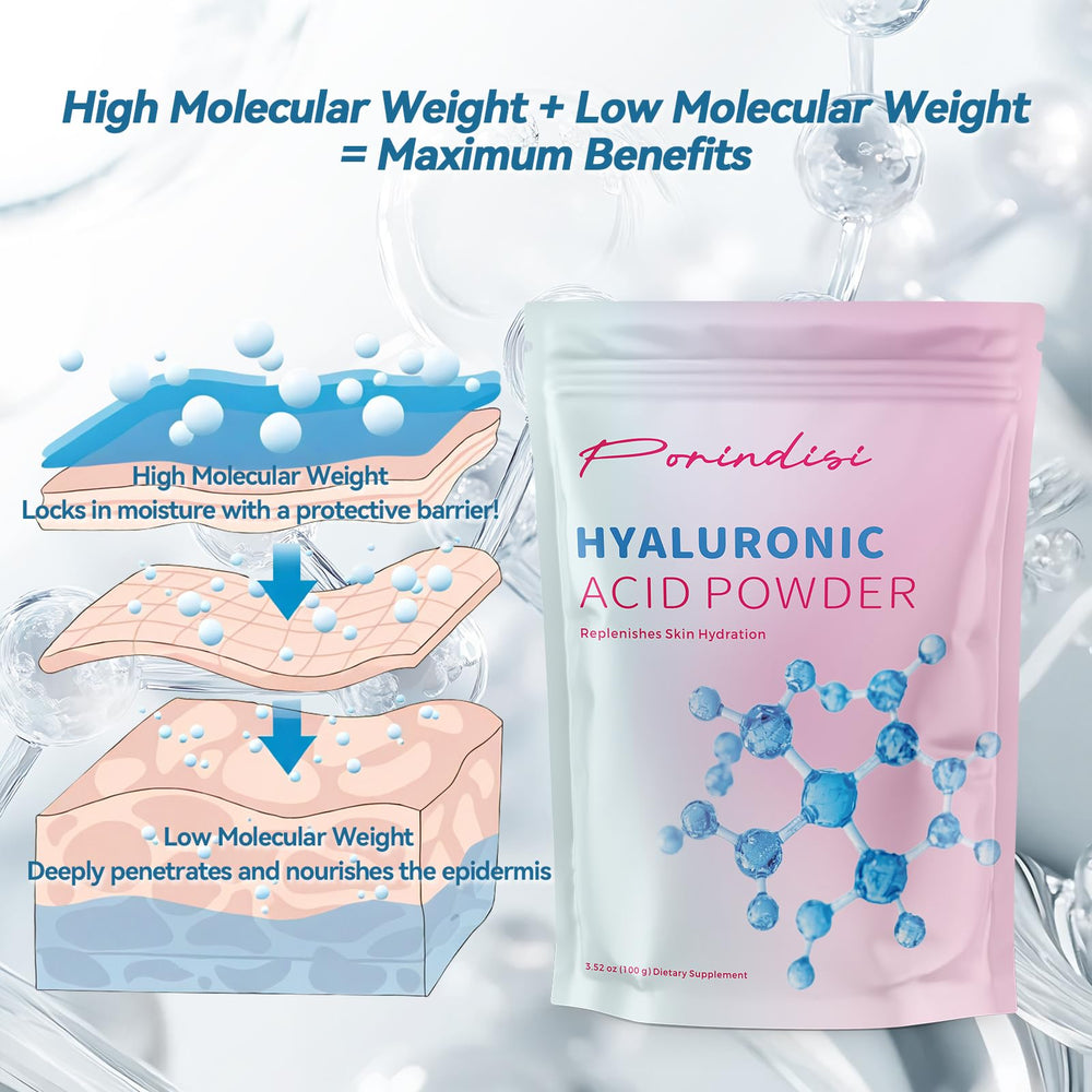 Hyaluronic acid powder as a skin care ingredient