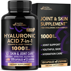 Bottle of Hyaluronic Acid 1000 mg supplement with 7-in-1 complex
