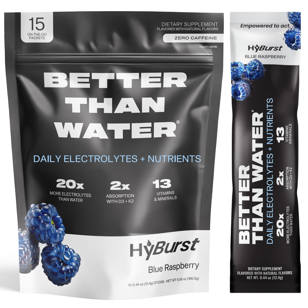 Hyburst electrolyte powder tub for balanced daily hydration.