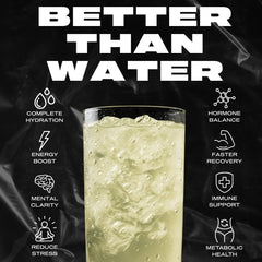 Hyburst powder scoop measuring a serving for daily electrolyte and vitamin support.