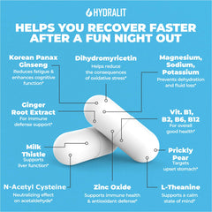 Hydralit DHM and Milk Thistle ingredients on bottle