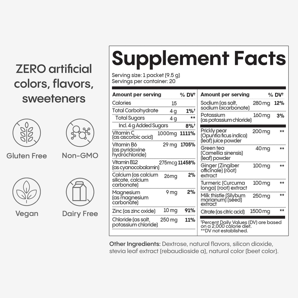 Close-up of ingredients including milk thistle and prickly pear for liver support