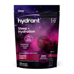 Hydrant Melatonin-Free Sleep Aid Powder Cosmic Cherry packaging – 30 pack