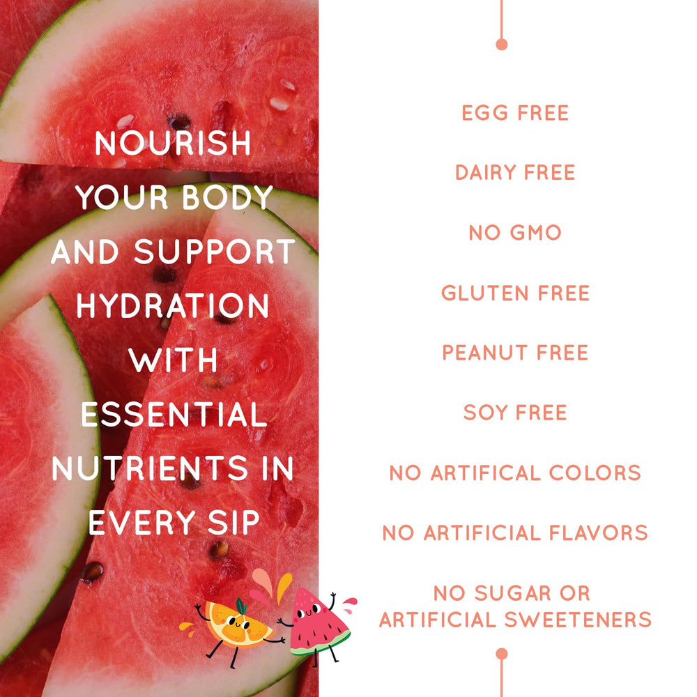 Packaging of Hydration+ Electrolyte Drink Mix for Kids Melon Splash