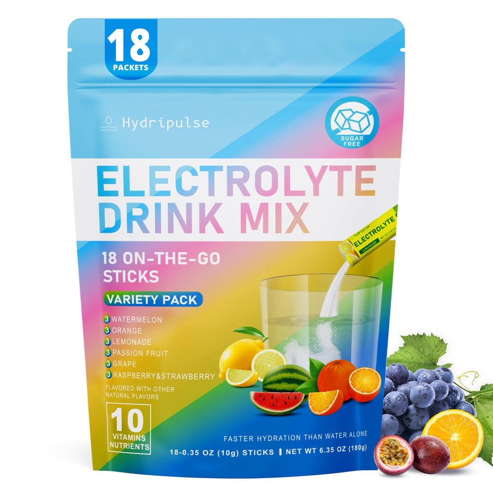 HydriPulse electrolytes powder packets front view for on-the-go hydration during workouts