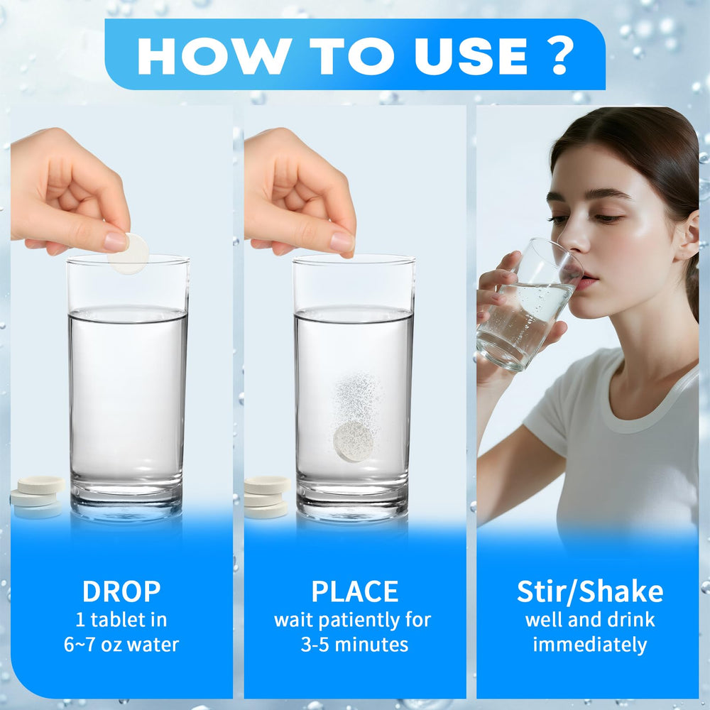 Effervescent hydrogen bubbles in water after tablet is added