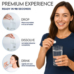 Close-up of hydrogen tablets with 12 ppm H2 label