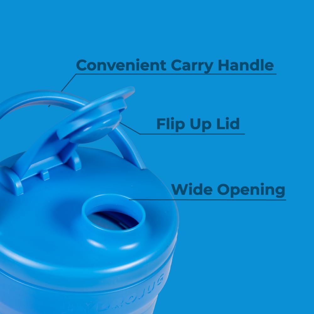 Leakproof lid on Hydrojug 20 oz noiseless shaker bottle cobalt
