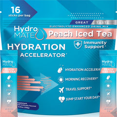 HydroMATE Peach Tea Electrolyte Powder front label