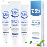 Hydroxyapatite toothpaste 3-pack packaging and tubes