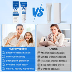 Product shot of 2-pack hydroxyapatite toothpaste on white background